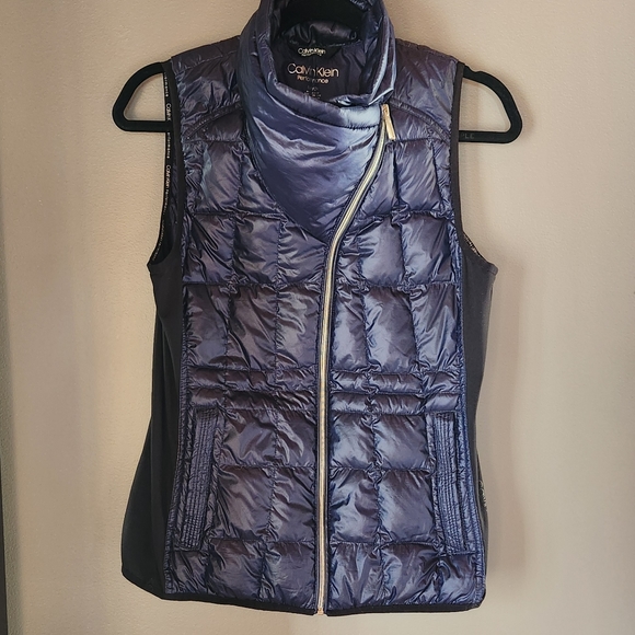 Womens Calvin Klein Performance Premium Down Puffer Vest Small Blue/Purple - Picture 1 of 15